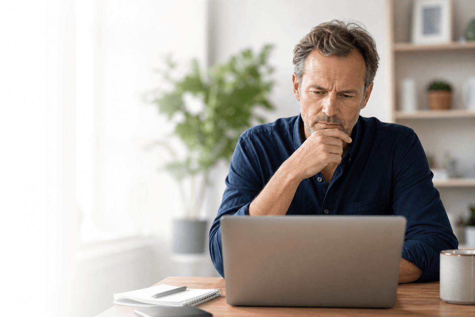 Landlord reviewing rental risk on a laptop